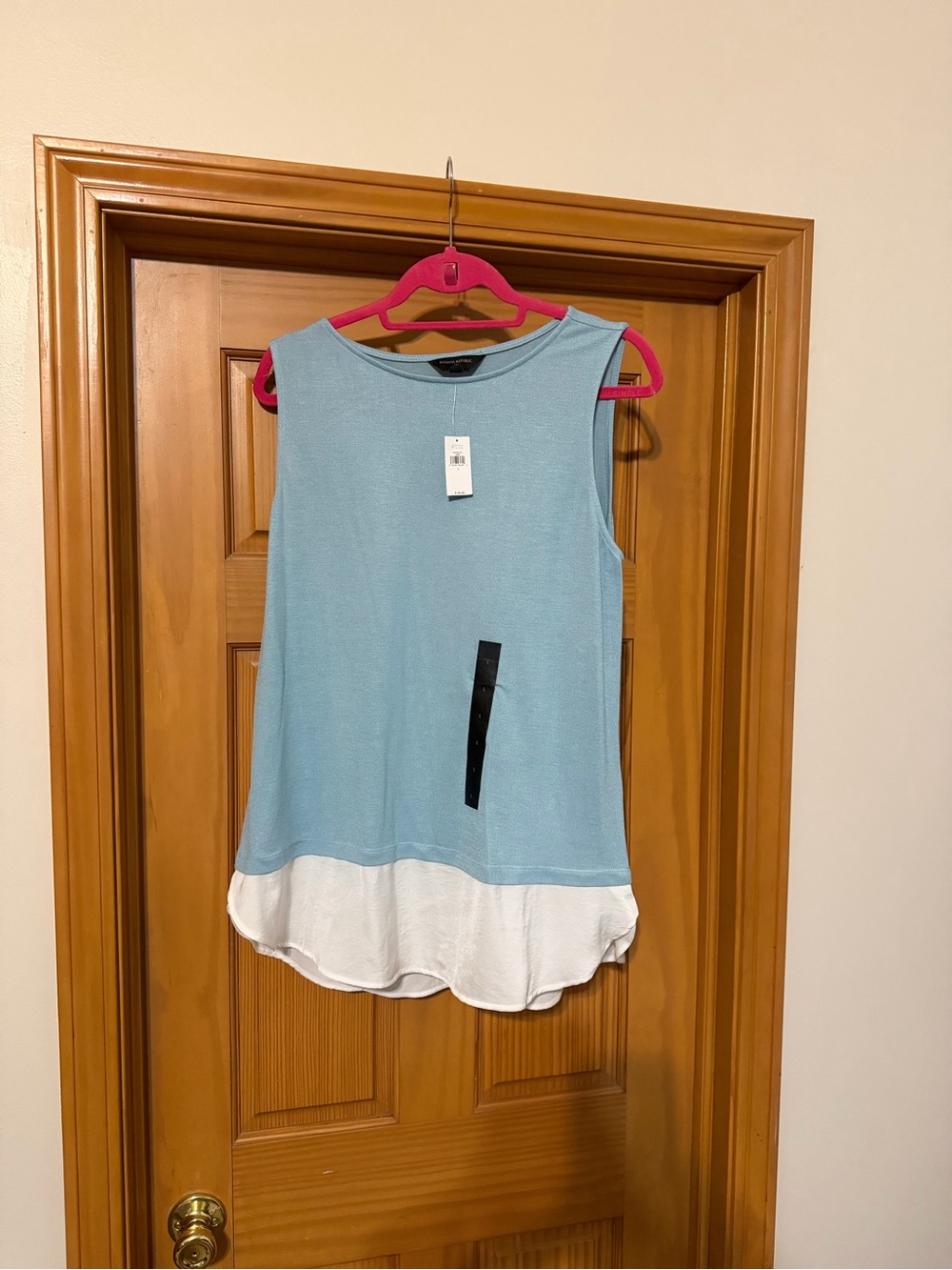 Banana Republic Light Blue Tank with White Layered Hem